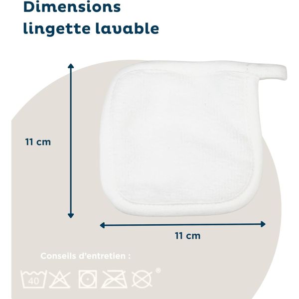Lot de 6 lingettes en coton lavables et réutilisables