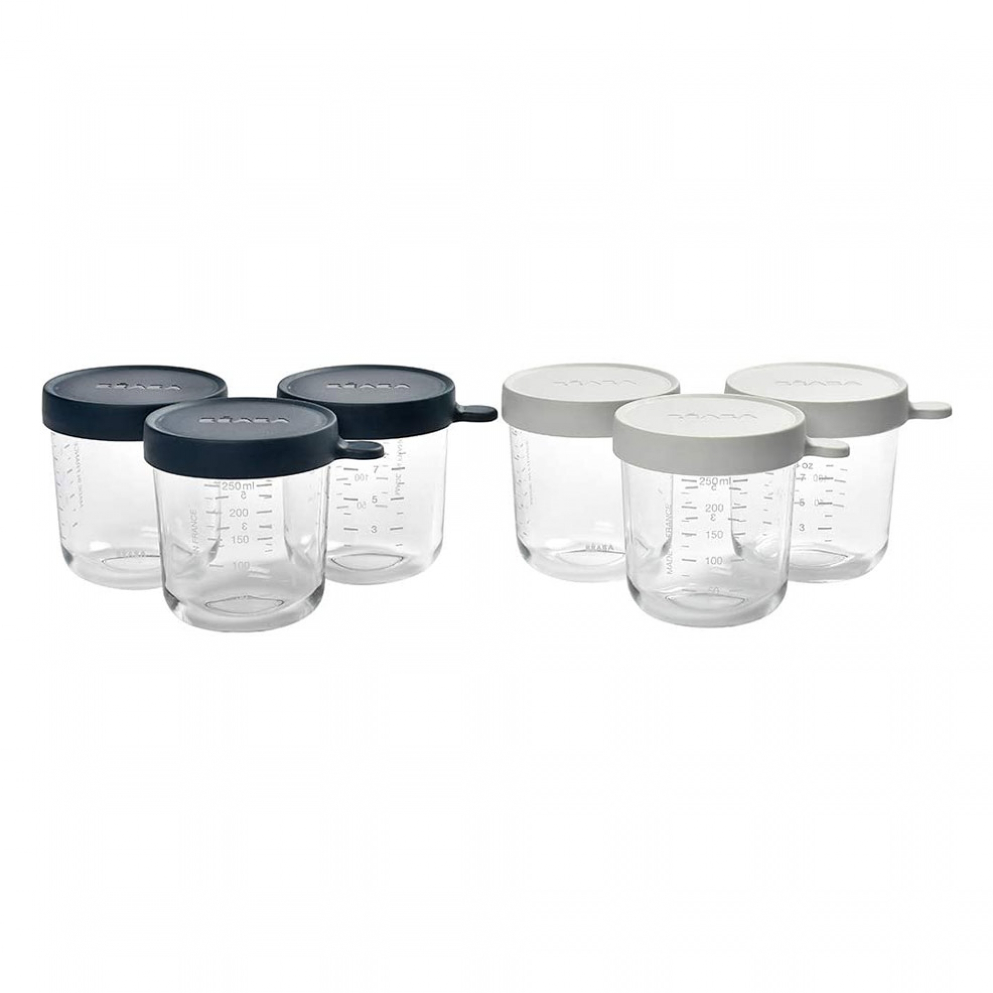 Beaba Lot De 6 Pots De Conservation Portion Verre 250 Ml Made In Bebe