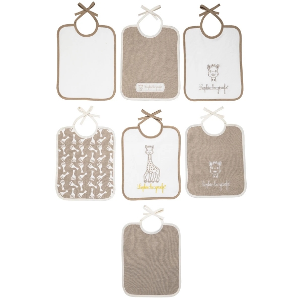 Lot de 7 bavoirs naissance Sophie la girafe
