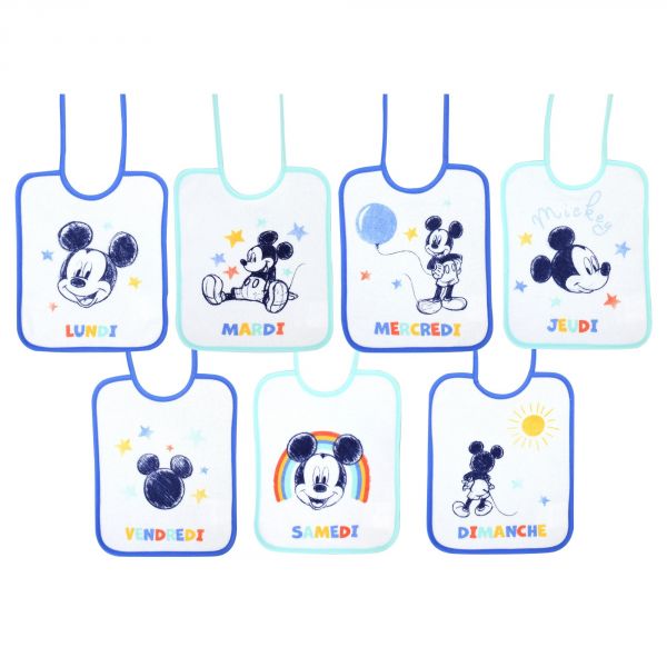 Lot de 7 bavoirs Mickey Cool