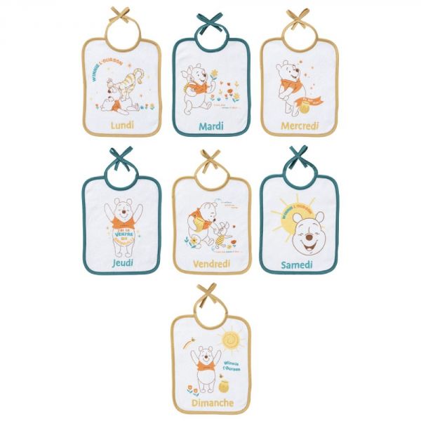 Lot de 7 bavoirs Winnie retro