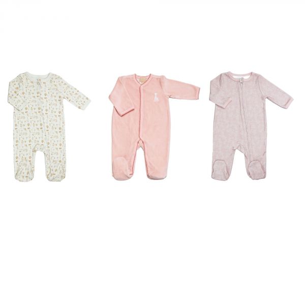 Ensemble de naissance 3 pyjamas 3 mois rose