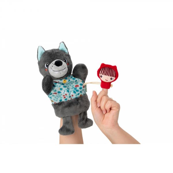 Peluche marionnette à main Louis le loup