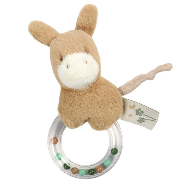 Anneau hochet âne Loulou caramel