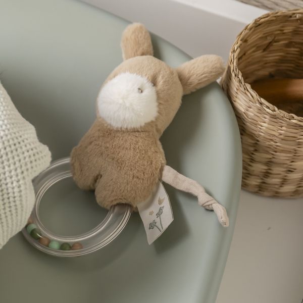 Anneau hochet âne Loulou caramel