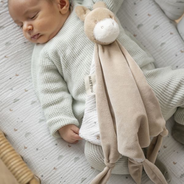 Maxi doudou Loulou âne caramel