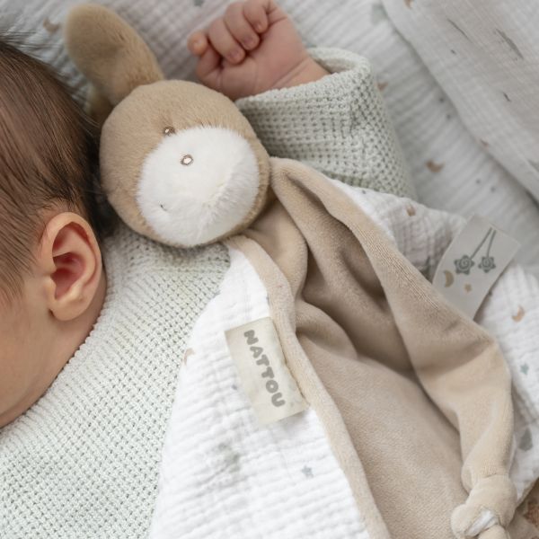 Maxi doudou Loulou âne caramel