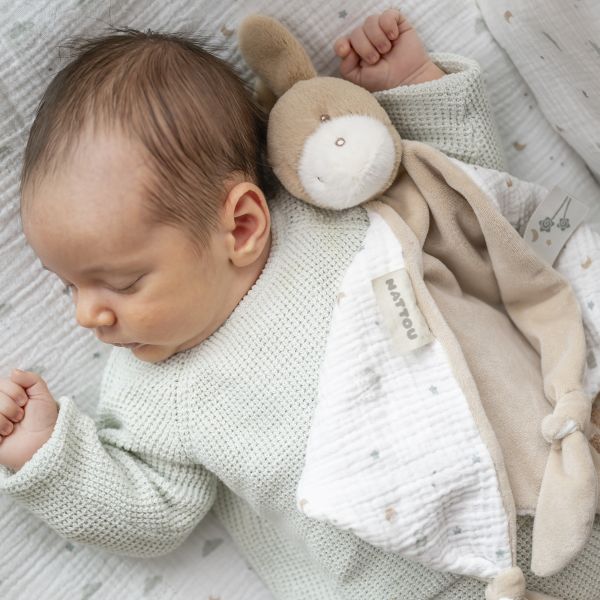 Maxi doudou Loulou âne caramel