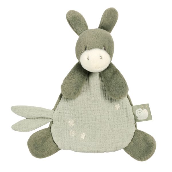 Mini doudou Loulou âne vert fonce
