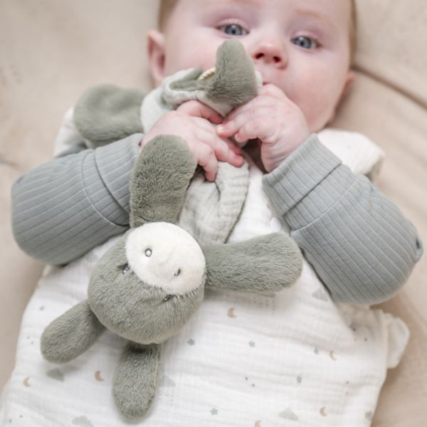 Mini doudou Loulou âne vert fonce
