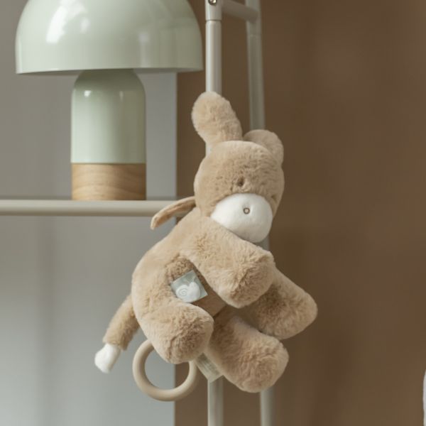 Peluche musicale âne Loulou caramel clair