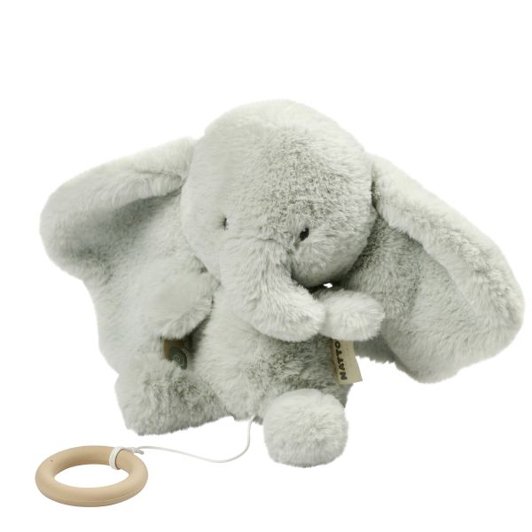 Peluche musicale éléphant Loulou vert tilleul