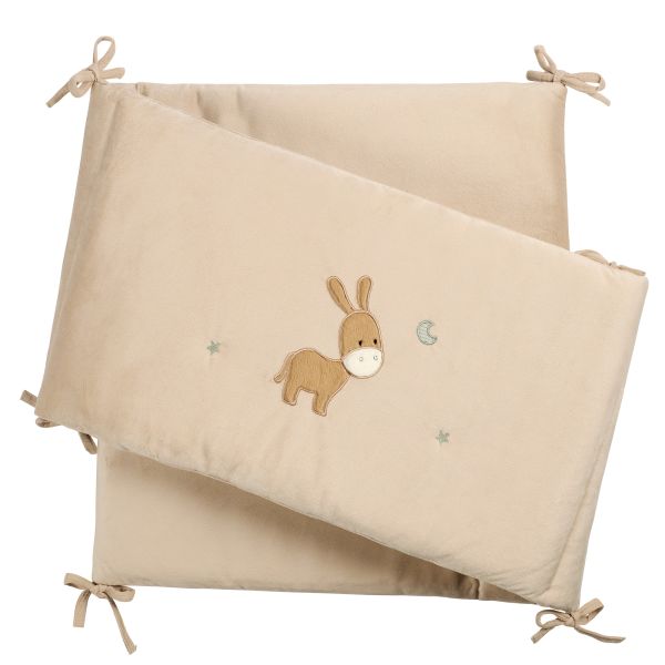 Tour de lit bébé réversible en velours Loulou 180 cm sable