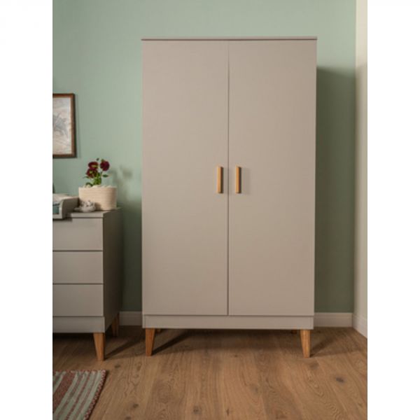 Armoire gris clair et bois 2 portes - Collection Lounge