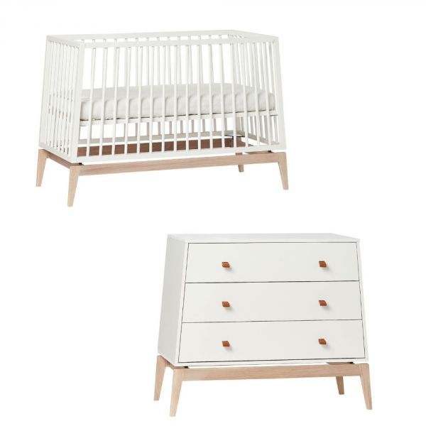 Chambre bébé duo lit 60x120cm + commode Luna
