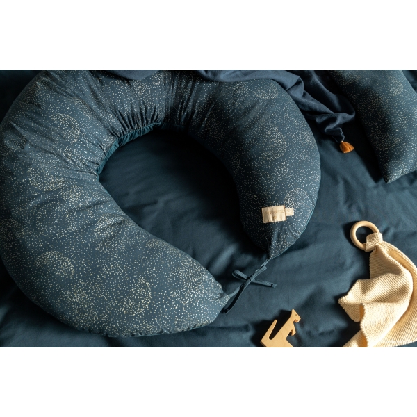 Coussin d'allaitement Luna - Gold bubble night blue