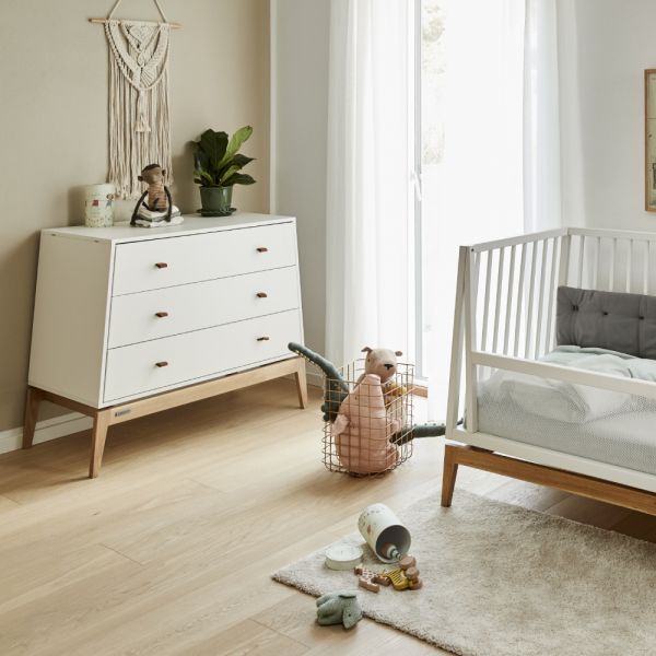 Chambre bébé trio Luna Lit 60x120cm + Commode + Armoire Large