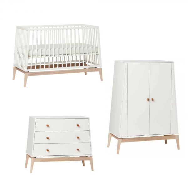 Chambre bébé trio Luna Lit 60x120cm + Commode + Armoire Small