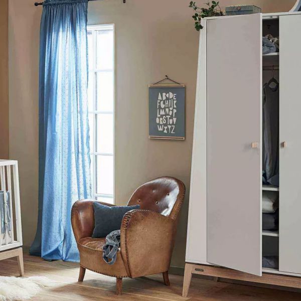 Chambre bébé trio Luna Lit 70x140cm + Commode + Armoire Large