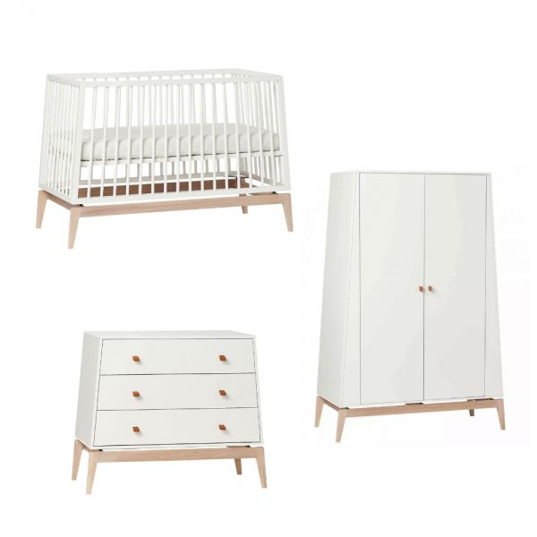 Chambre bébé trio Luna Lit 70x140cm + Commode + Armoire Small