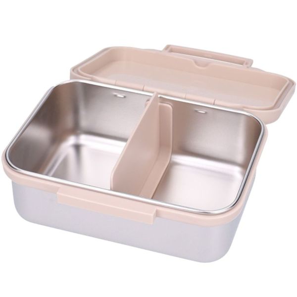 Lunch box inox 2 compartiments avions beige