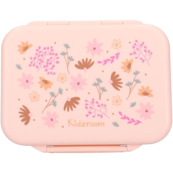 Lunch box inox 2 compartiments fleurs rose