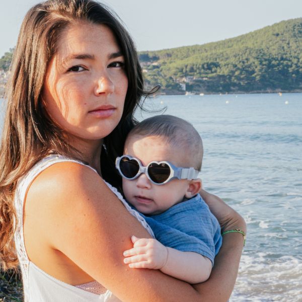 Lunettes de soleil bébé 0-9 mois anti UV Baby heart Galet