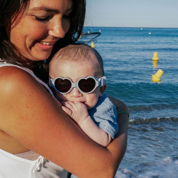 Lunettes de soleil bébé 0-9 mois anti UV Baby heart Galet