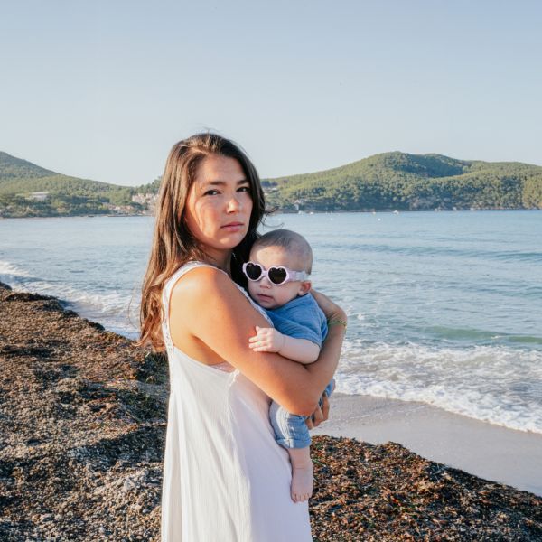 Lunettes de soleil bébé 0-9 mois anti UV Baby heart Lilas