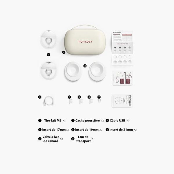 Tire-lait électrique portable M5 double mains libres Grey