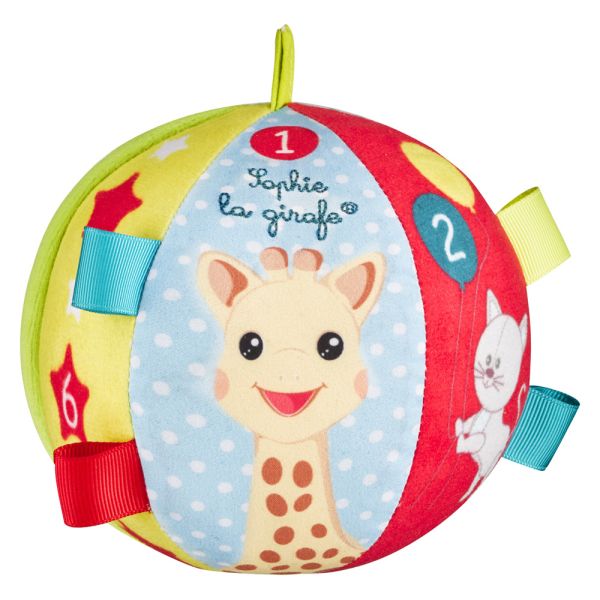 Balle Sensorielle Pour Bébé Avec Grelot - Peluche Douce, étiquettes Colorées - 15 Cm - Développement Motricité Et éveil