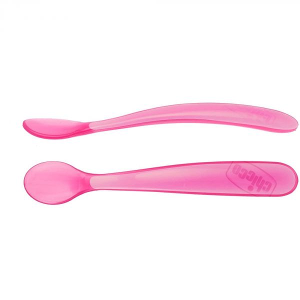 Lot de 2 cuillères souple bout silicone 6m+ Rose