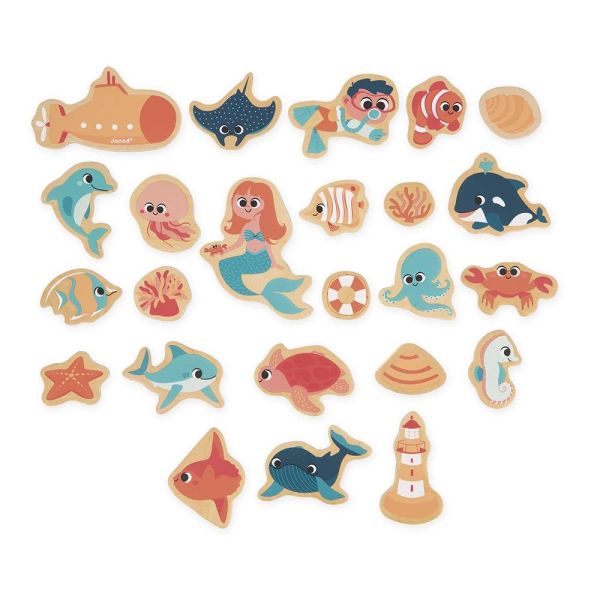 Lot de 24 magnets Monde marin