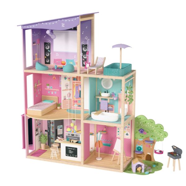 Maison de poupées 2 étages en bois
