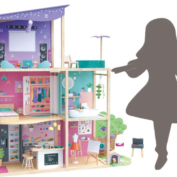 Maison de poupées 2 étages en bois