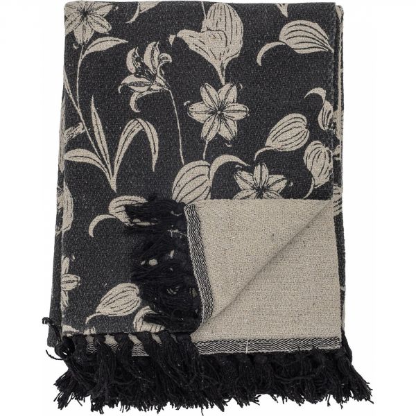 Plaid en coton Mali noir 160x130 cm
