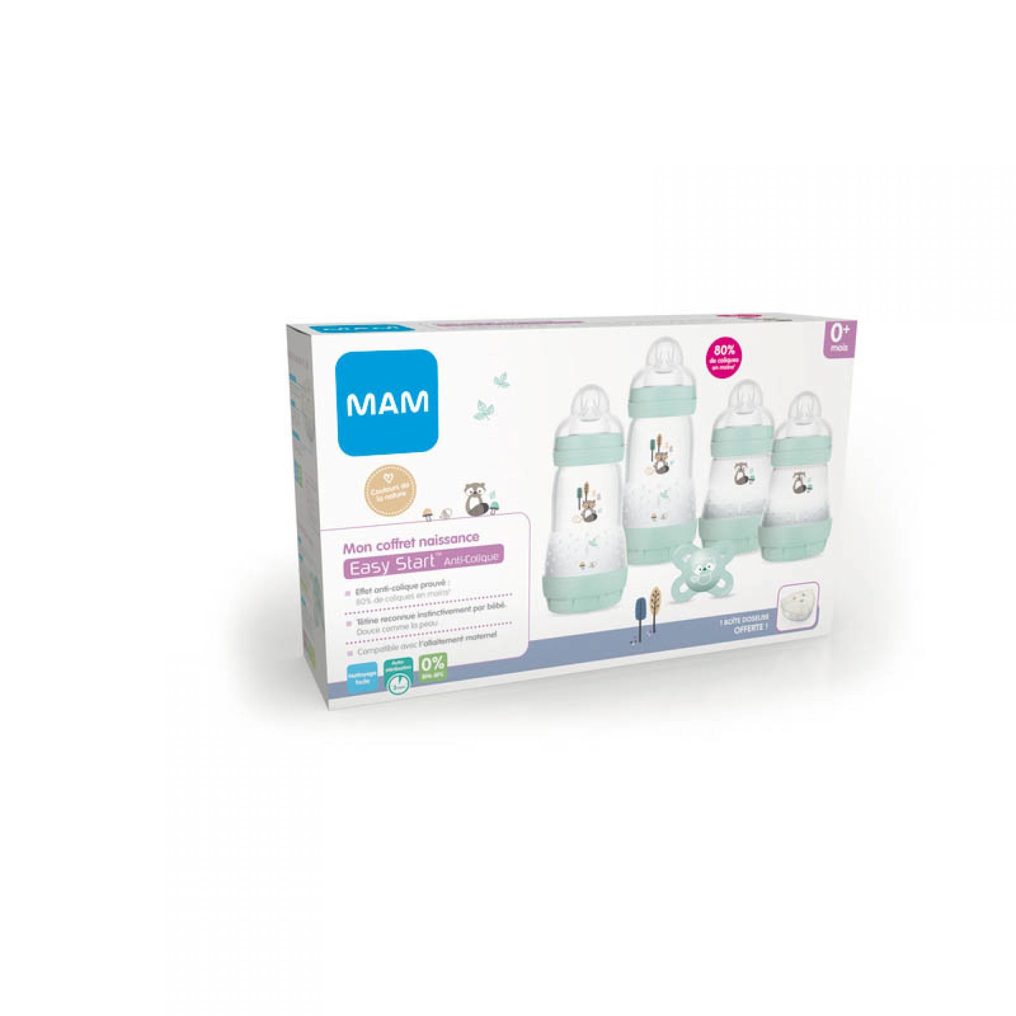 Coffret biberons naissance anti-colique Aqua - Made in Bébé