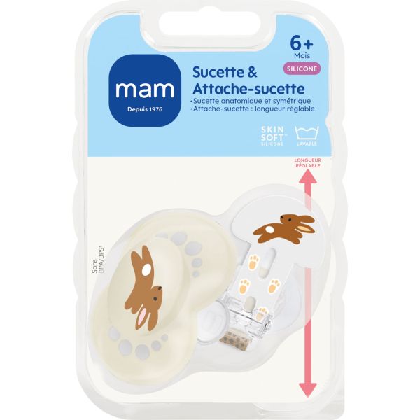 Kit sucette et attache sucette 6 mois+ coloris aléatoire