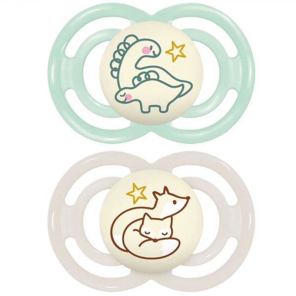 Lot de 2 sucettes nuit 6 mois+ Perfect coloris  aléatoire