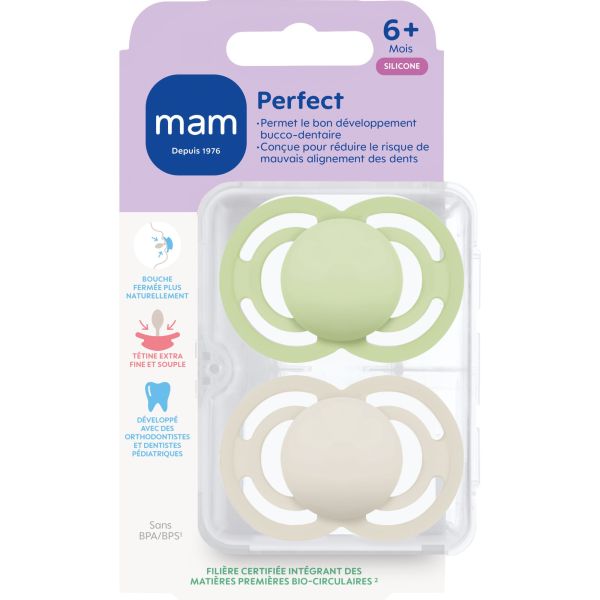 Lot de 2 sucettes 6 mois+ Perfect Tendance Coloris aléatoire