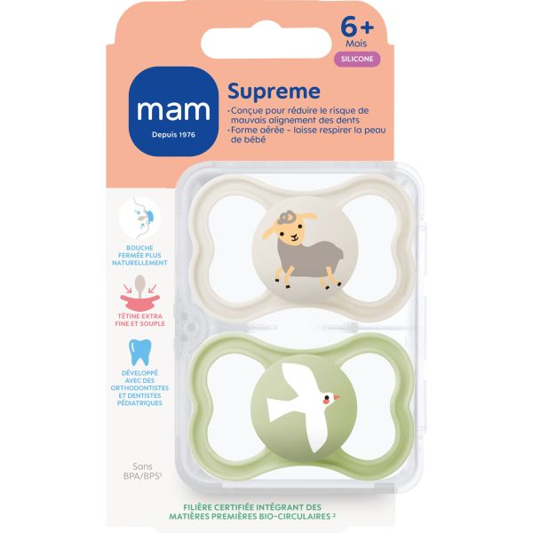 Lot de 2 sucettes 6 mois+ Supreme Coloris aléatoire