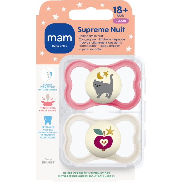 Lot de 2 sucettes nuit 18 mois+ Supreme Coloris aléatoire