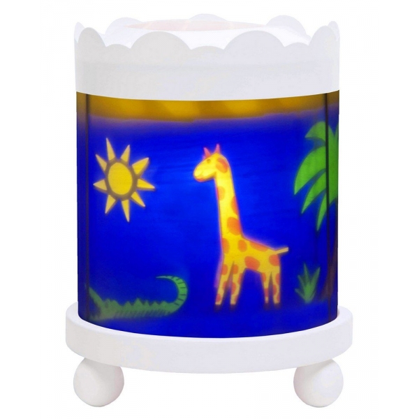 Manège Lanterne Magique Jungle - bois blanc 12V