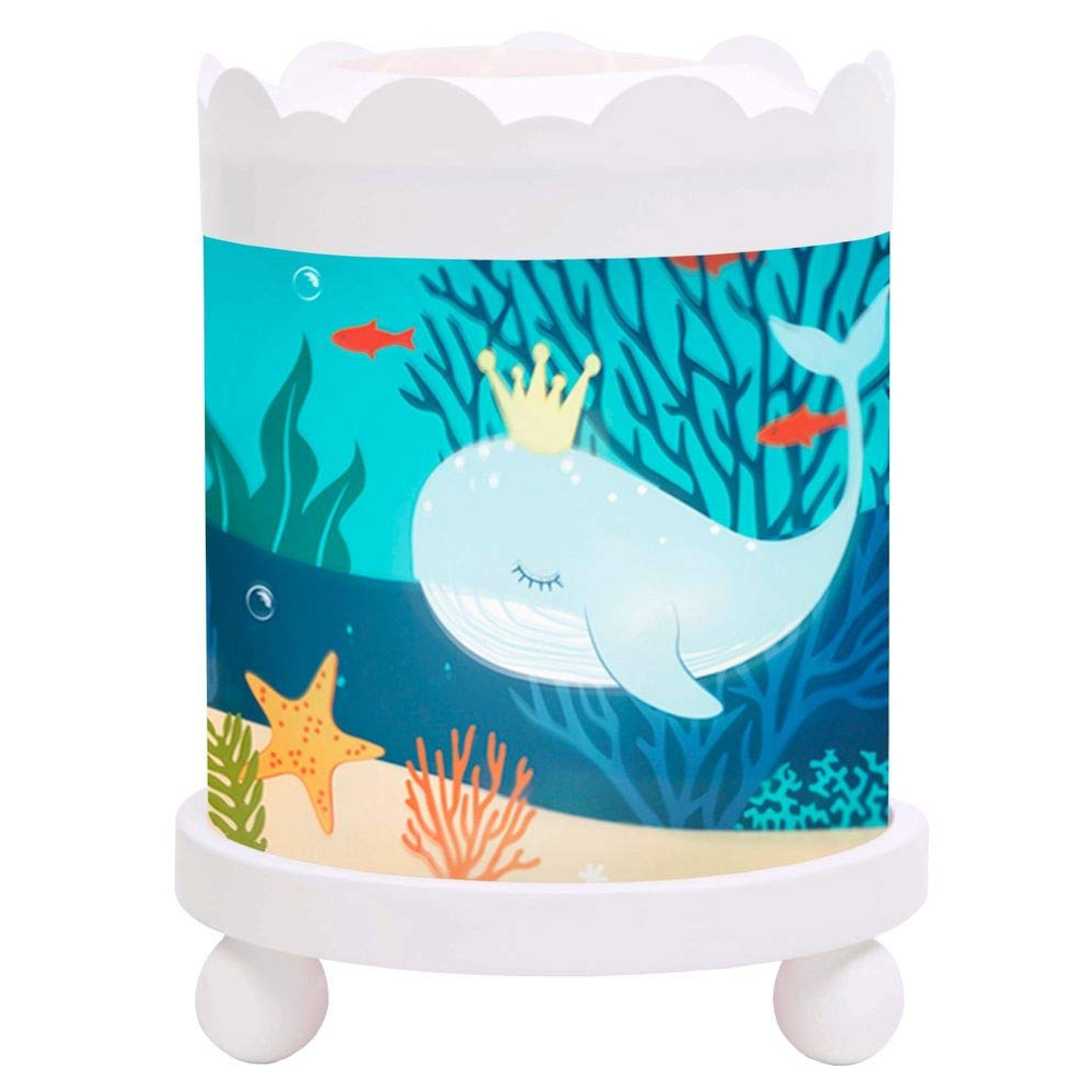 Trousselier Manege Lanterne Magique Ocean Bois Blanc 12v Made In Bebe