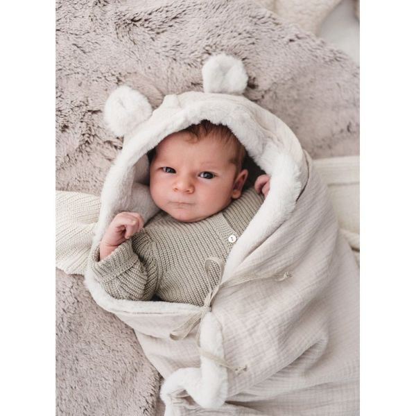 Couverture polaire avec capuche Poudre de nuage Gris clair