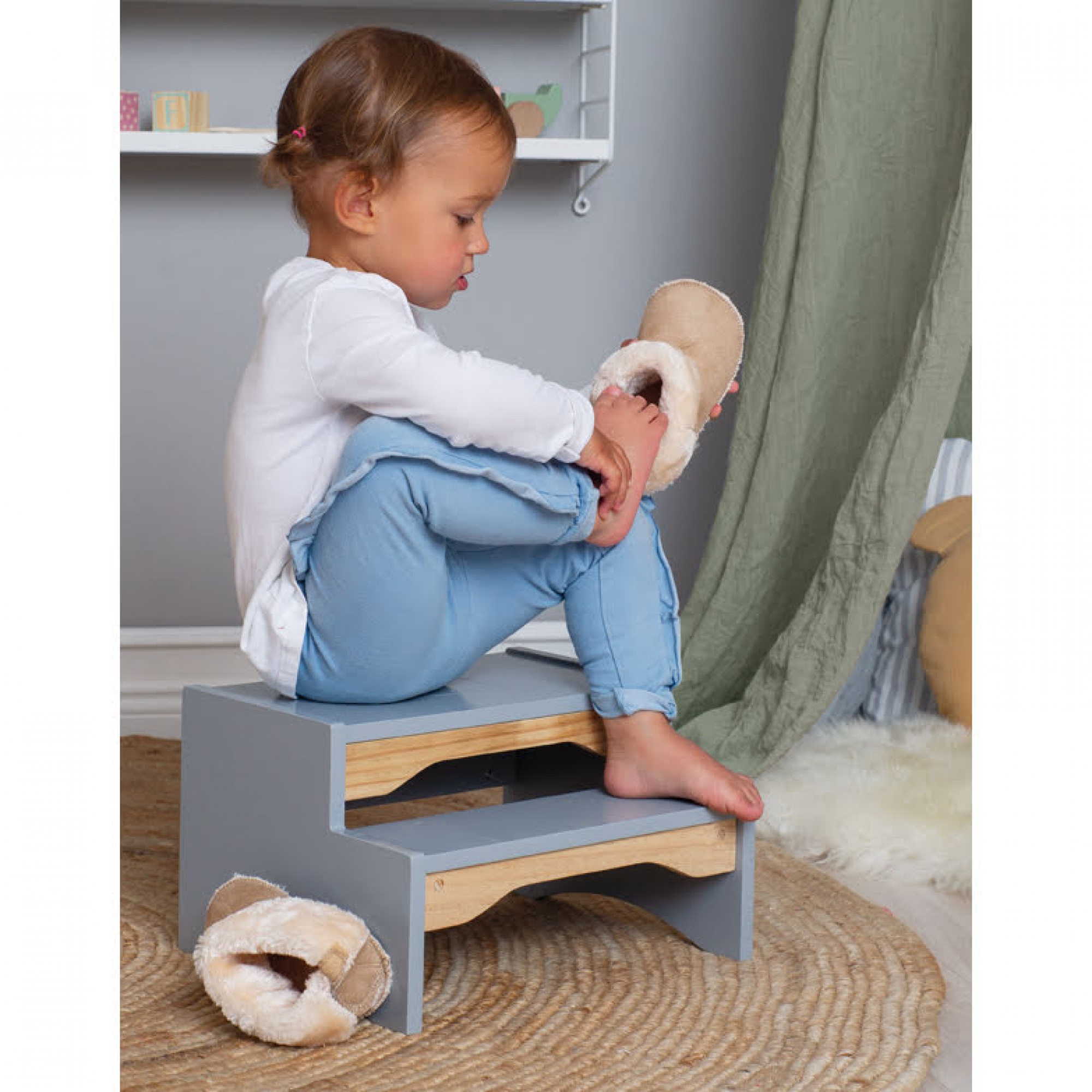 Jabadabado Marche Pied En Bois Gris Made In Bebe