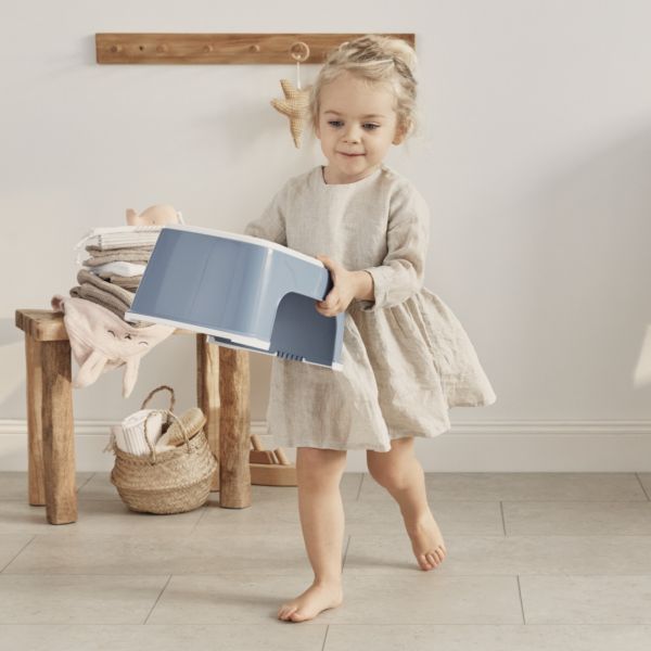 Marche pied enfant bleu profond et blanc