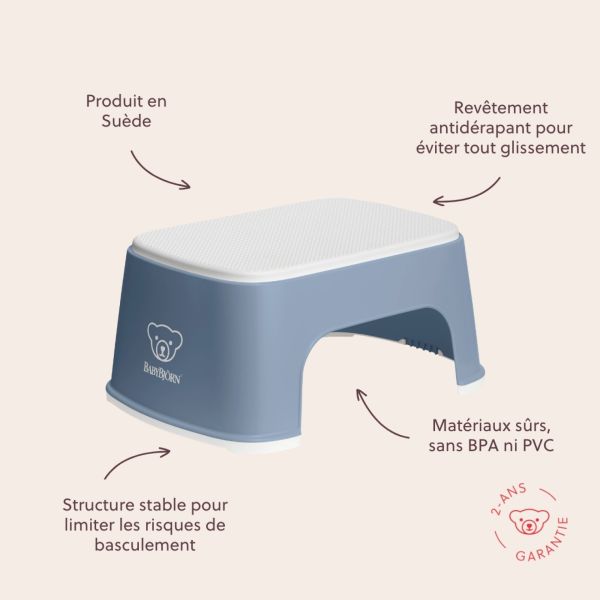 Marche pied enfant bleu profond et blanc