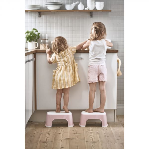 Marche pied enfant rose pastel et blanc