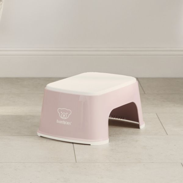 Marche pied enfant rose pastel et blanc